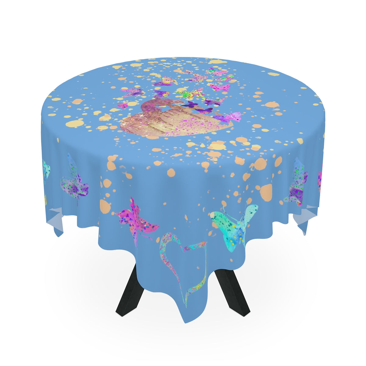 Table Cloth - Butterfly-Hearts/Blue