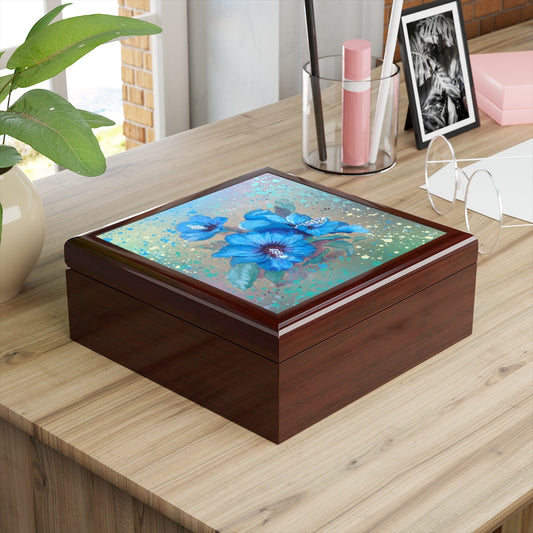 Jewelry Box - Blue Hibiscus 2