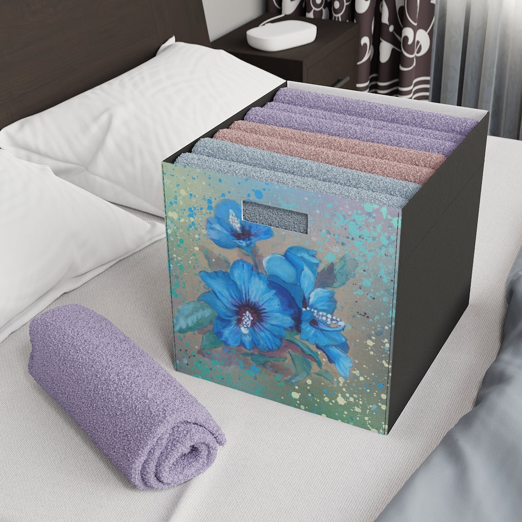 Felt Storage Box - Blue Hibiscus 2