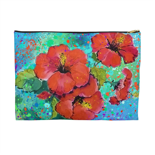 Accessory Pouch - Red Hibiscus