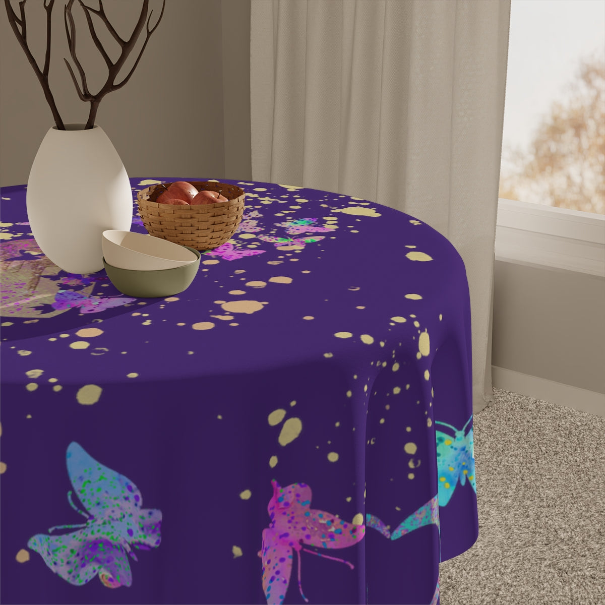 Table Cloth - Butterfly-Hearts/Purple