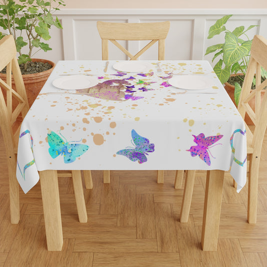 Table Cloth - Butterfly-Hearts/White