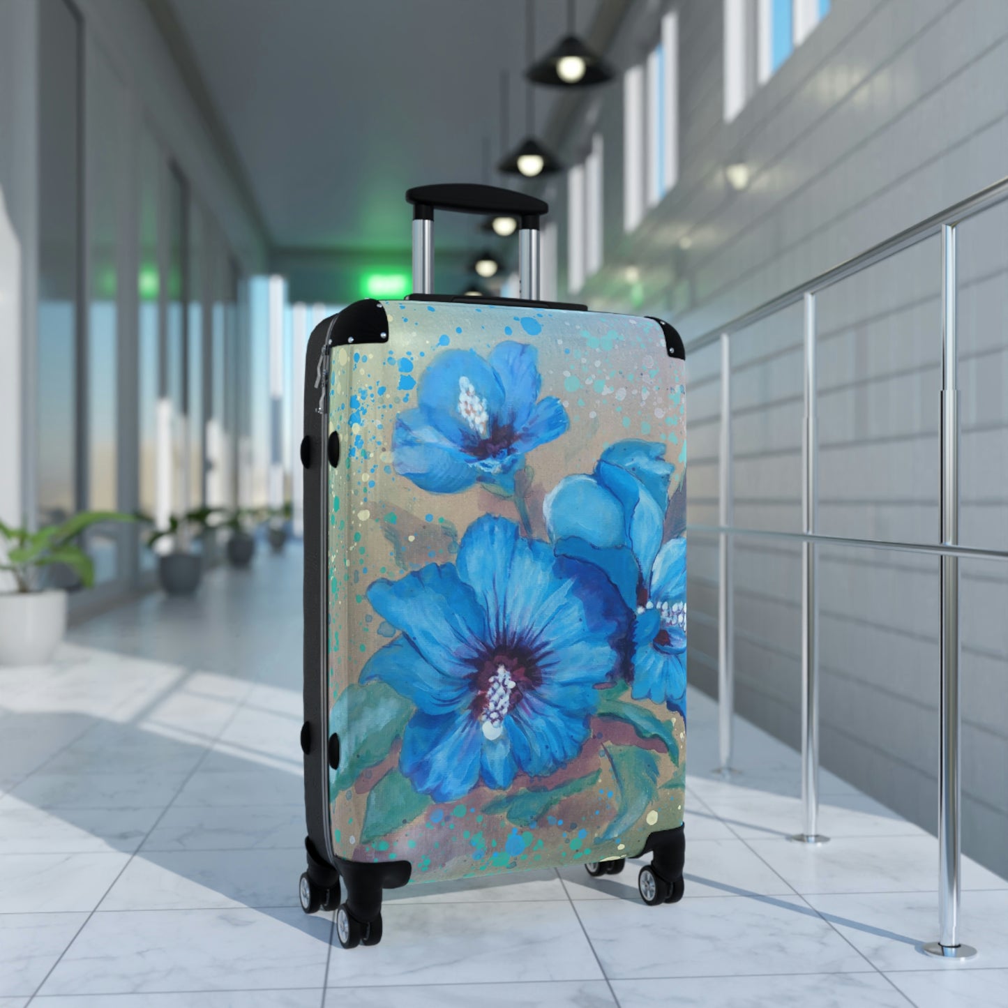 Hard Shell Suitcases - Blue Hibiscus