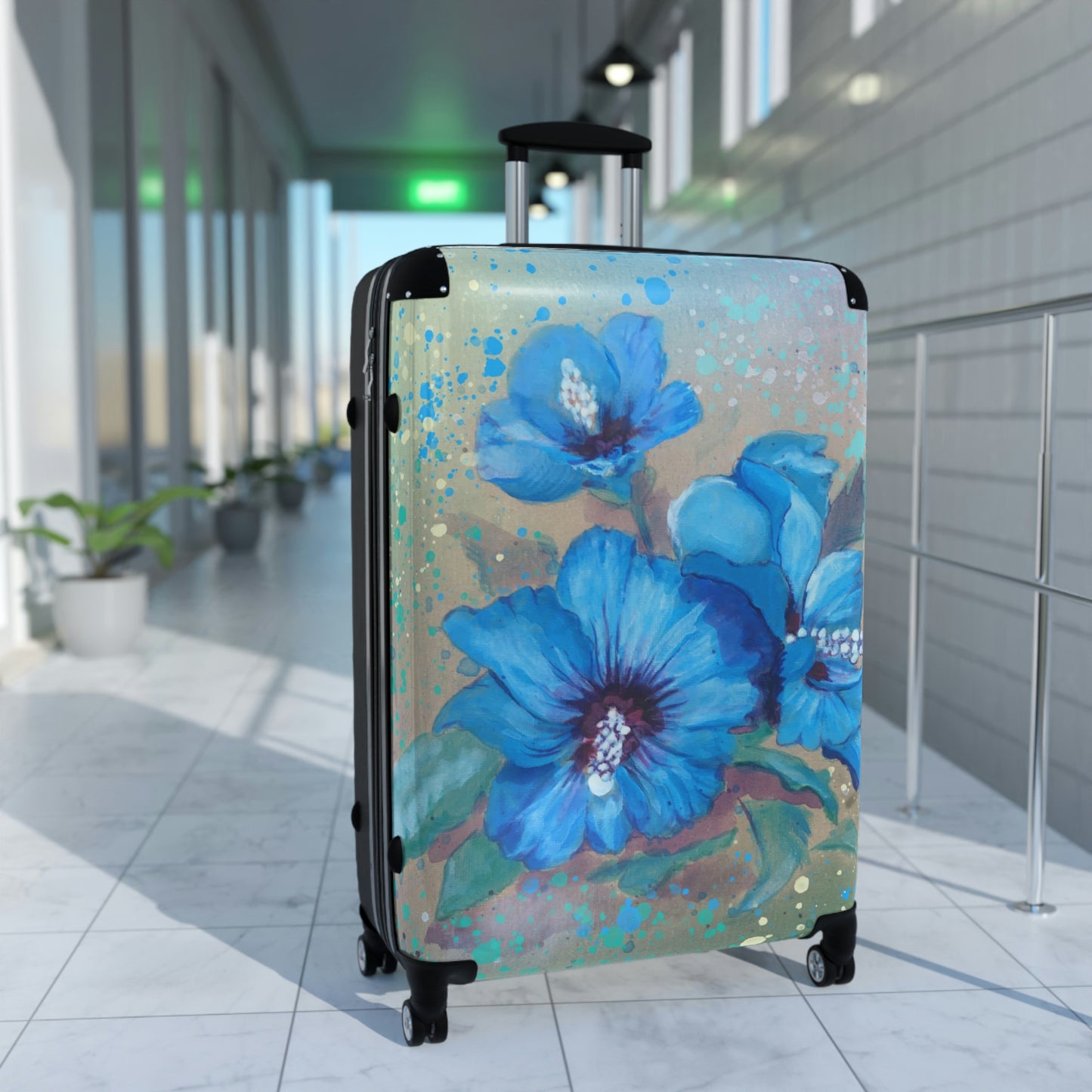 Hard Shell Suitcases - Blue Hibiscus