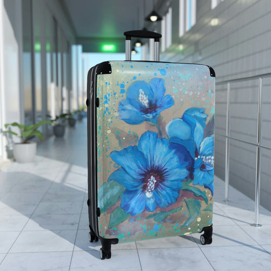 Hard Shell Suitcases - Blue Hibiscus