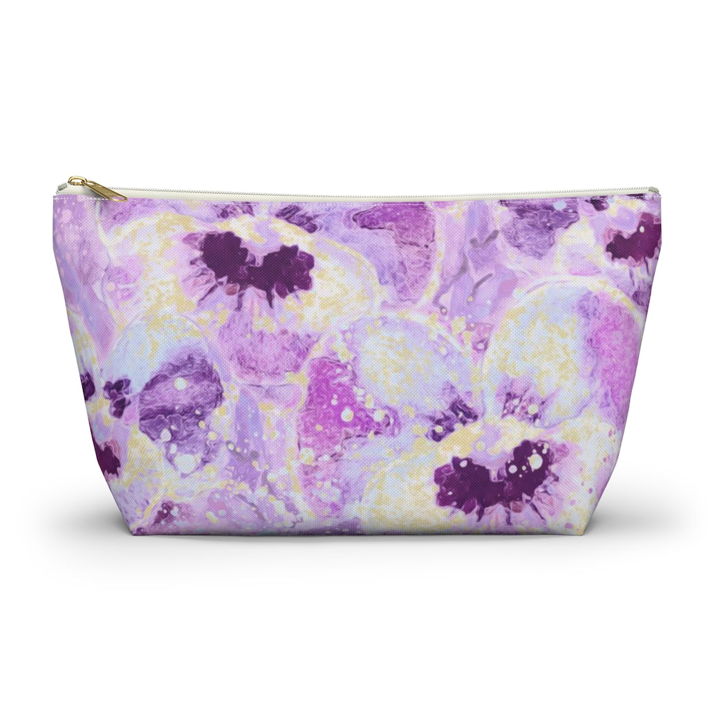Accessory Pouch w T-bottom - Pink Pansies