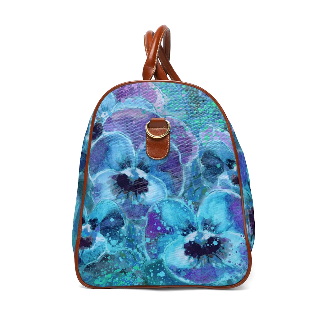 Waterproof Travel Bag - Blue Pansies Edition