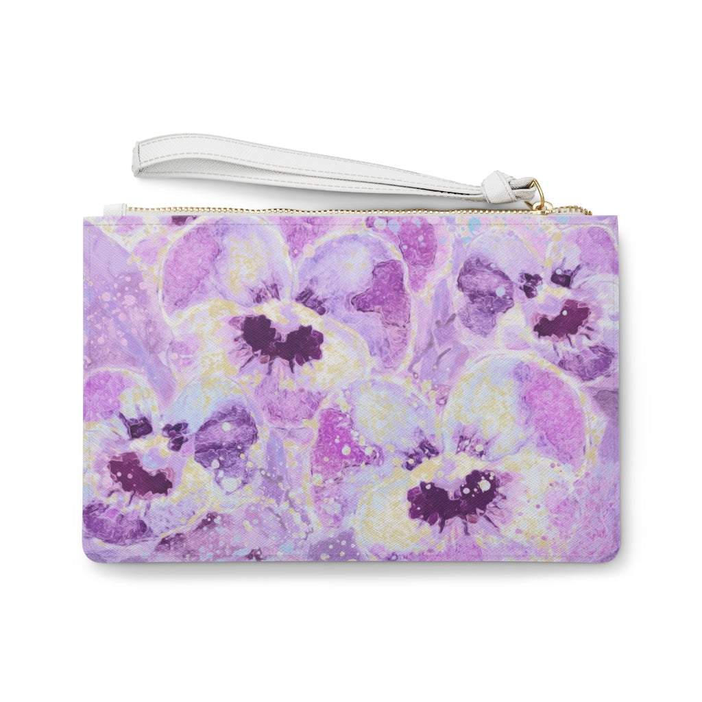 Clutch Bag - Pink Pansies