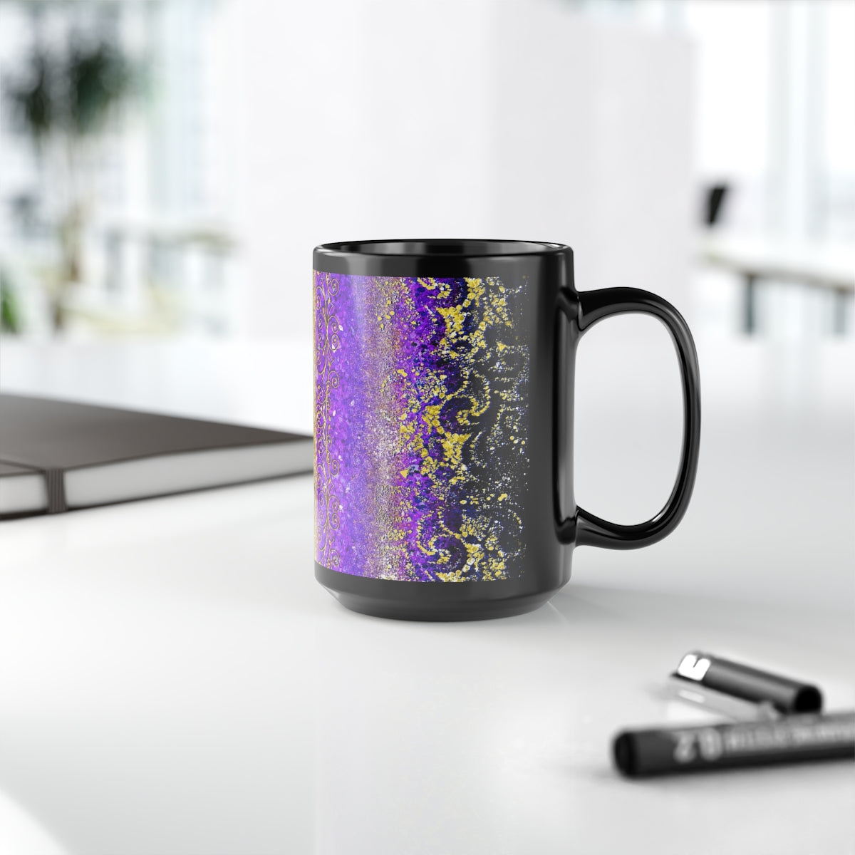15oz Black Mug - Royal Purple