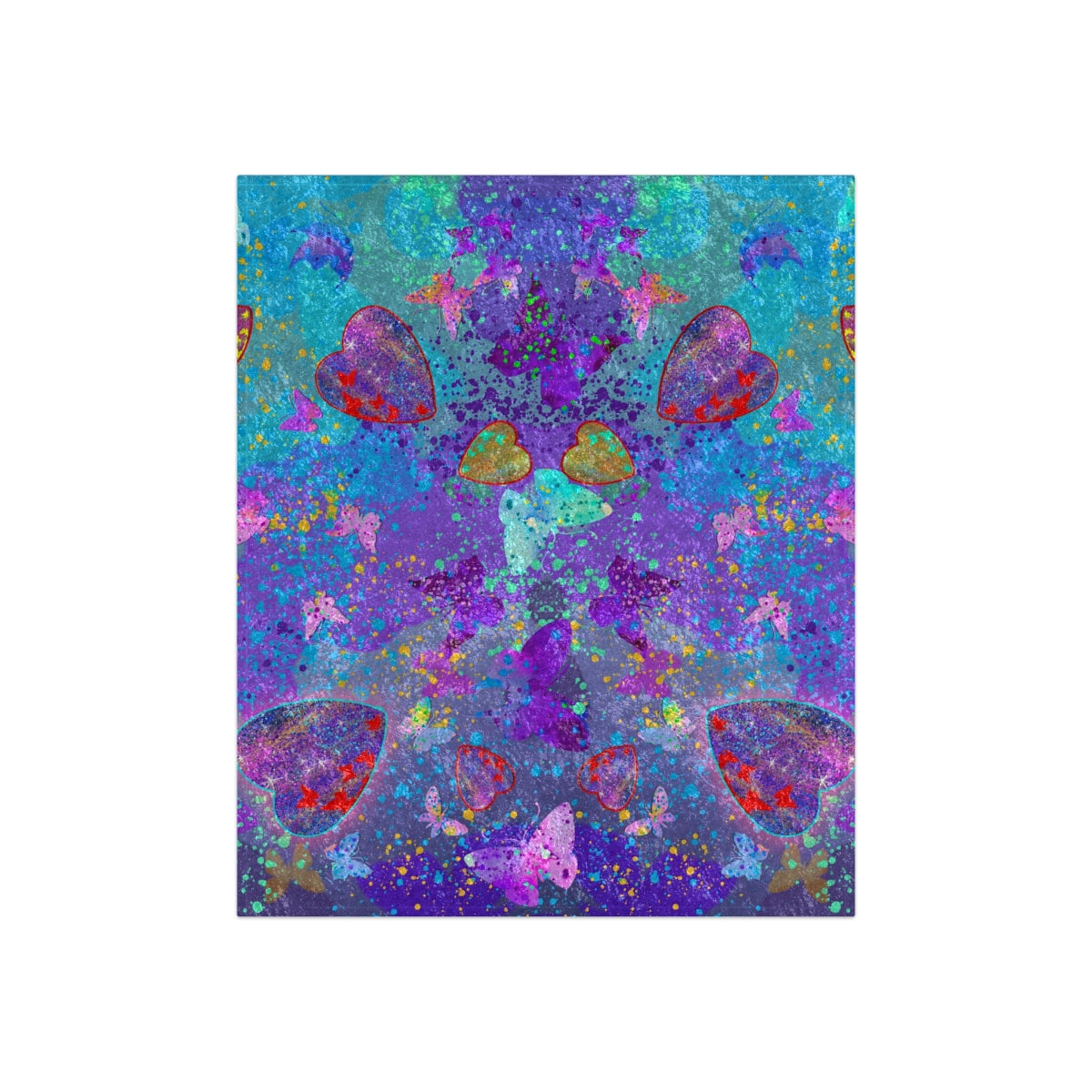 Crushed Velvet Blanket - Hearts & Butterflies