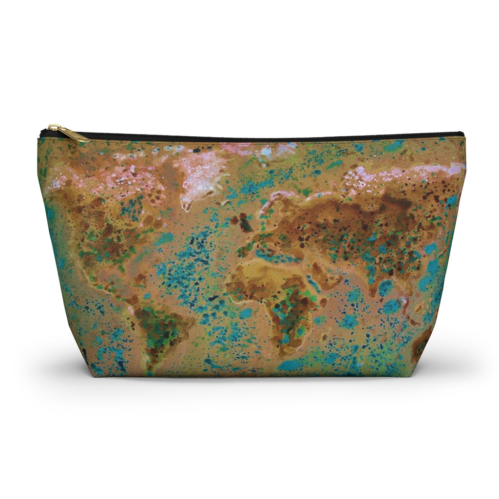 Accessory Pouch w T-bottom - World Map