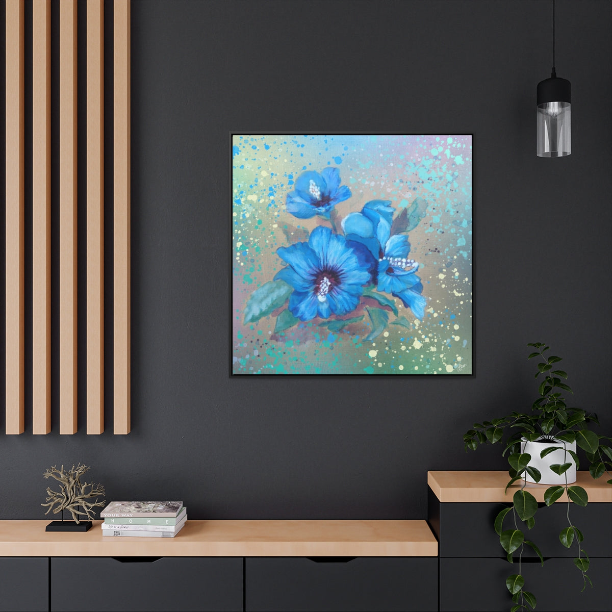 Square Frame Canvas - Blue Hibiscus 2