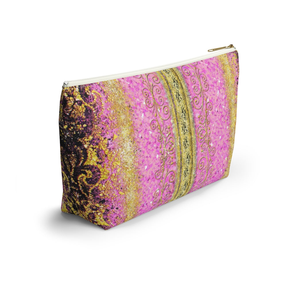 Accessory Pouch w T-bottom - Royal Pink/Gold
