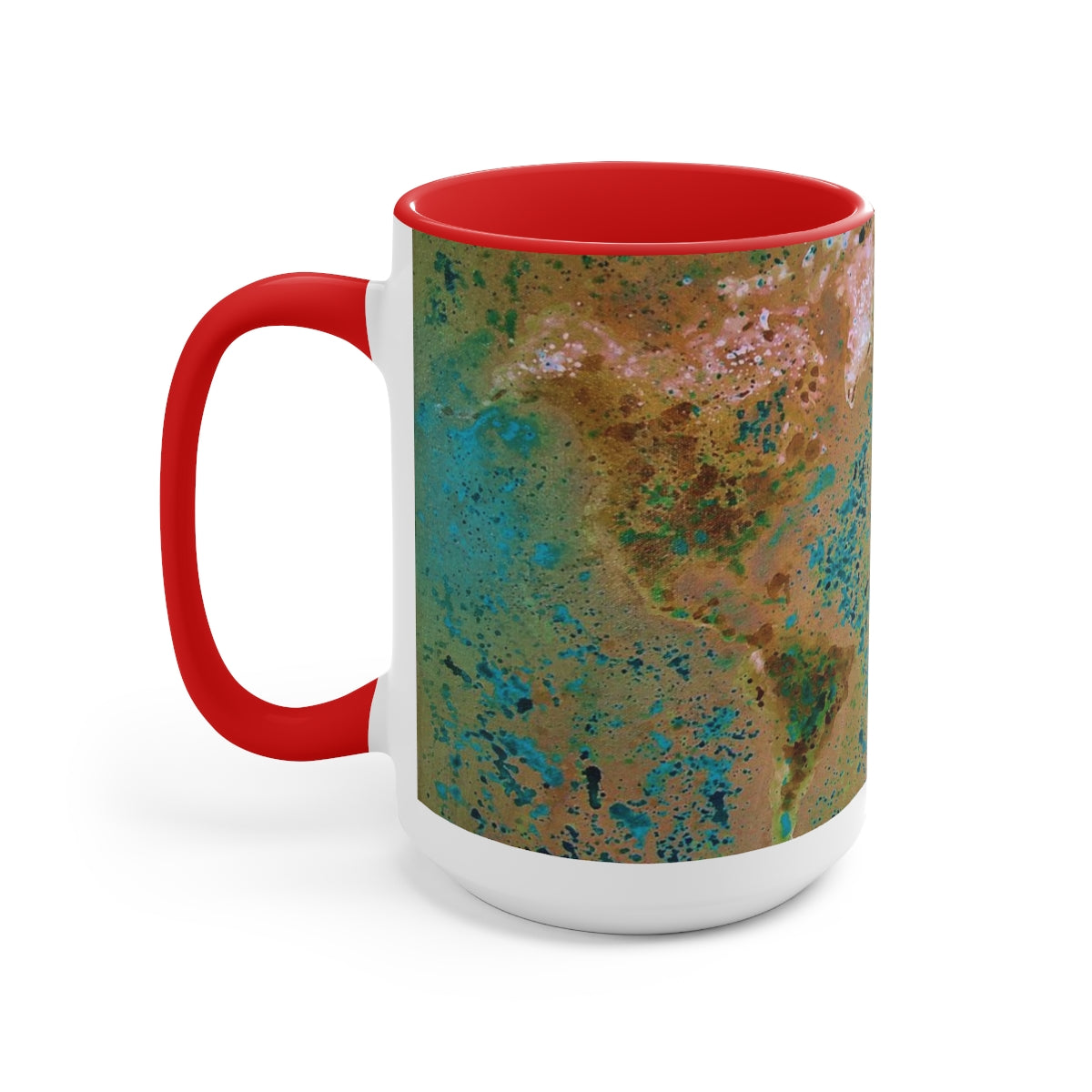 15oz Two-Tone Coffee Mugs - World Map