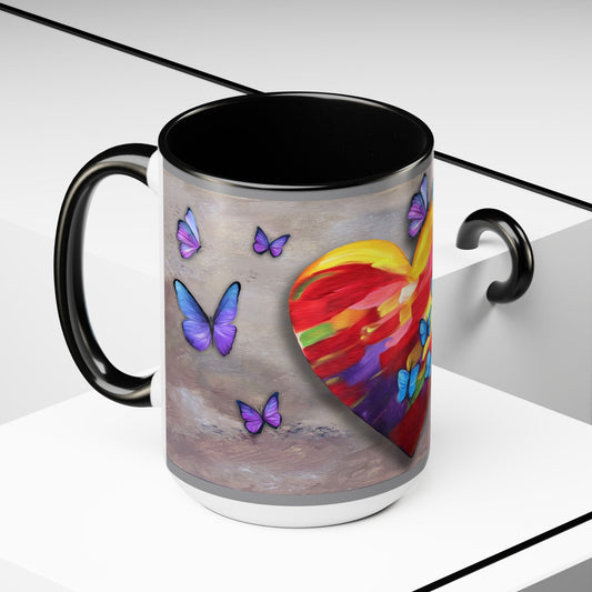 15oz Two-Tone Coffee Mugs - Wings of Love