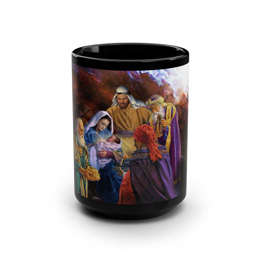 15oz Black Mug - Holy Night