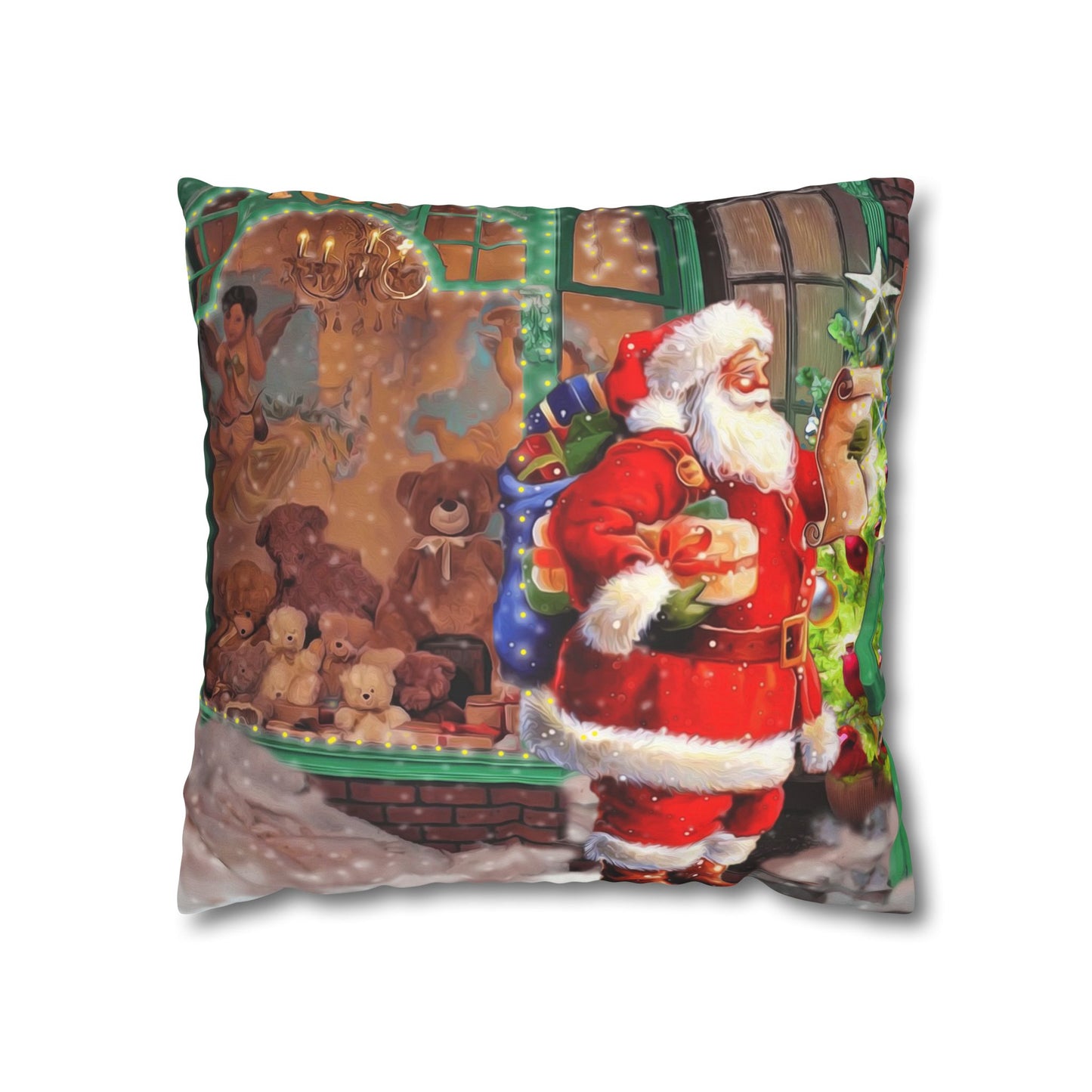 Faux Suede Square Pillow Case - Santa Toy Store