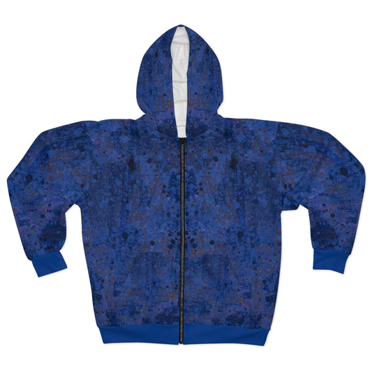 Unisex Zip Hoodie/Jacket - Happy Splash Dark Blue