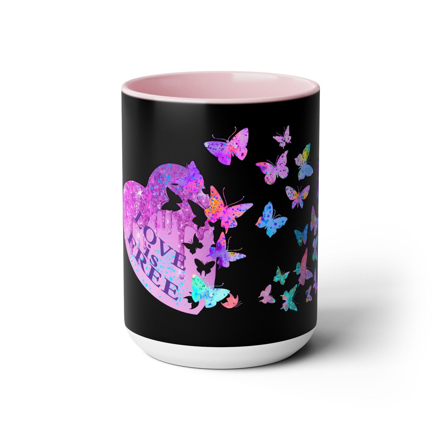 15oz Two-Tone Coffee Mugs - Love is FREE