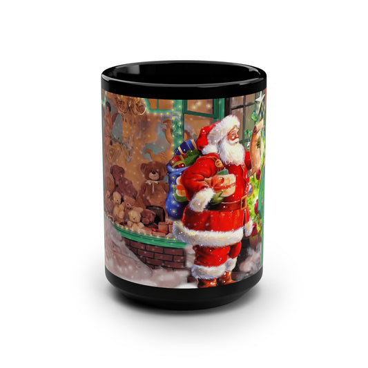 15oz Black Mug - Santa Toy Store