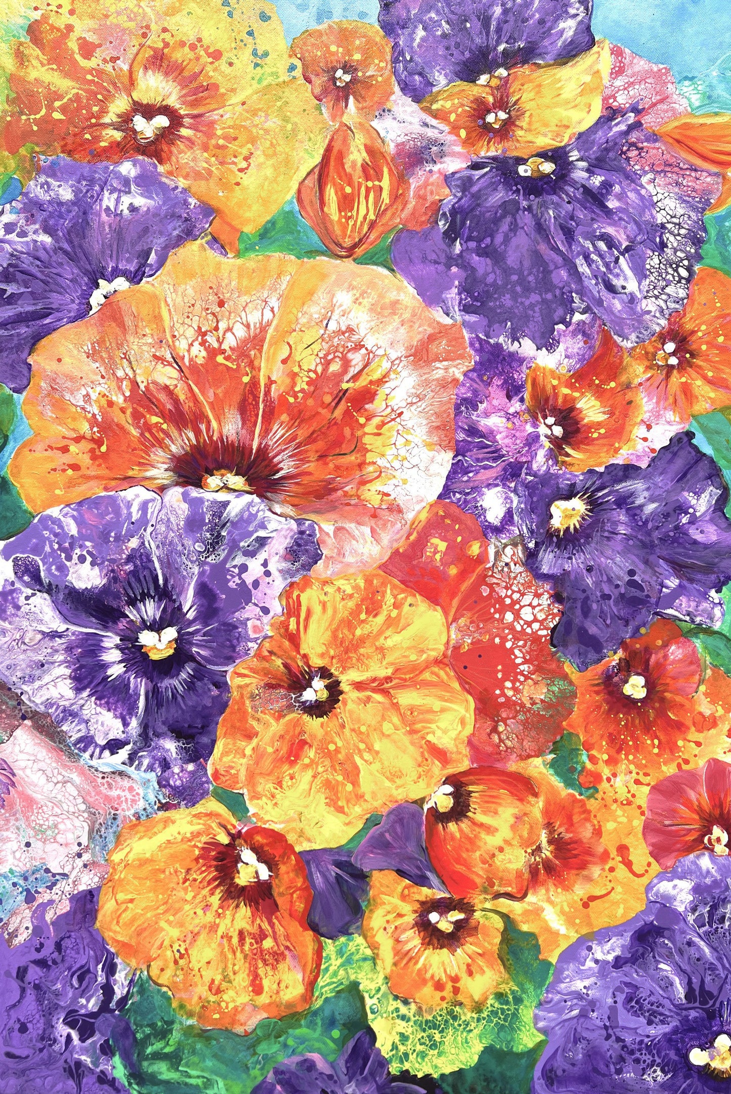 "Bed of Pansies" - 36"x 24"