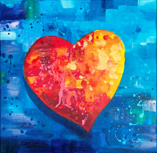 "I Love You" ORIGINAL Painting - 14"x 14"   Heart Series