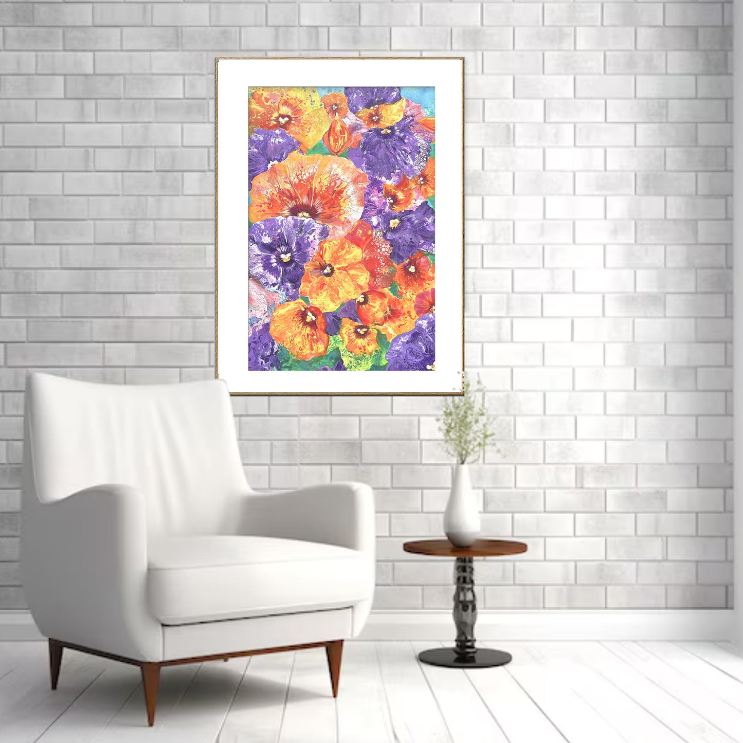 "Bed of Pansies" - 36"x 24"