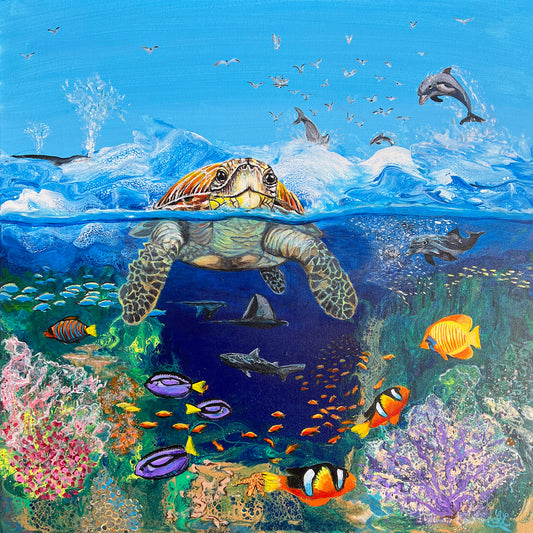 "Tropical Reef" - 24"x 24"     Sea Life Series