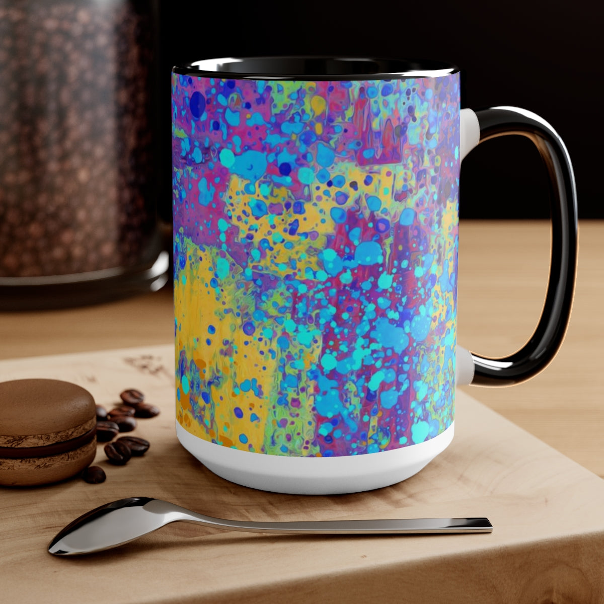 15oz Two-Tone Coffee Mugs - Happy Splash