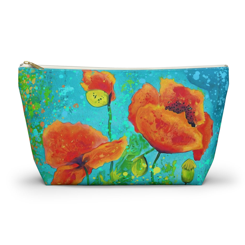 Accessory Pouch w T-bottom - California Poppies