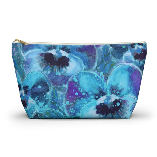 Accessory Pouch w T-bottom - Blue Pansies
