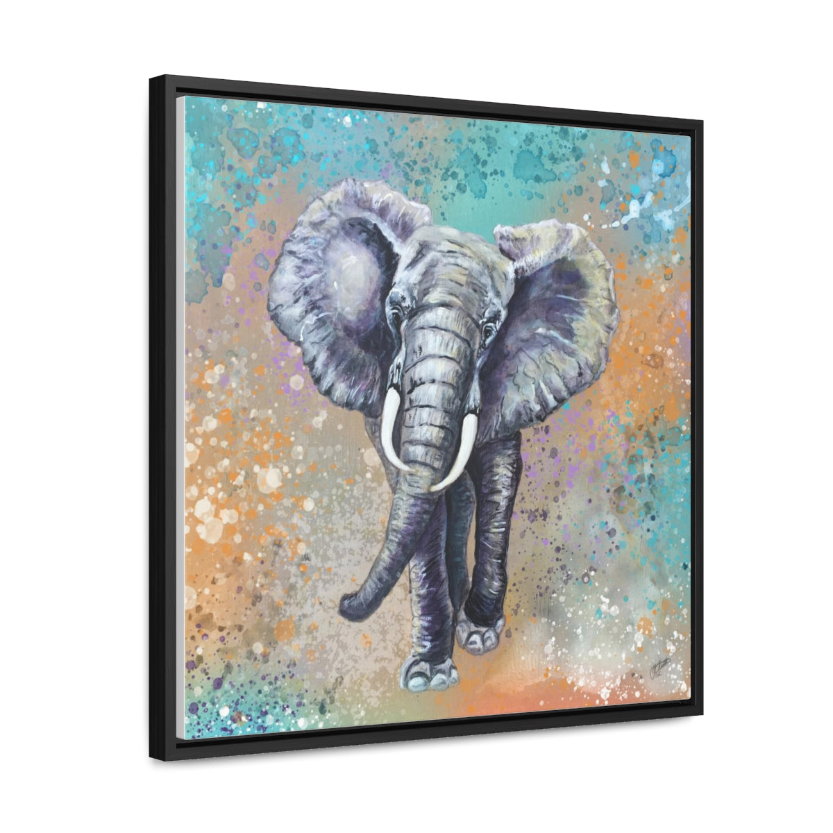 Square Framed Canvas - African Elephant