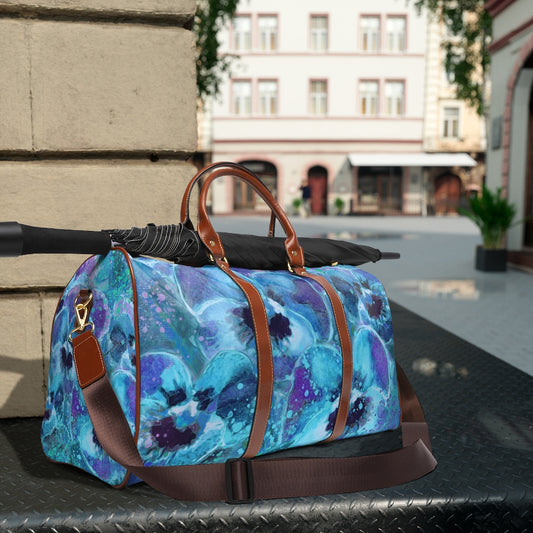 Waterproof Travel Bag - Blue Pansies Edition