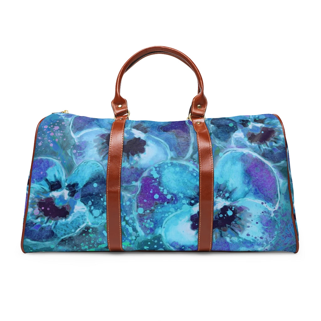 Waterproof Travel Bag - Blue Pansies Edition