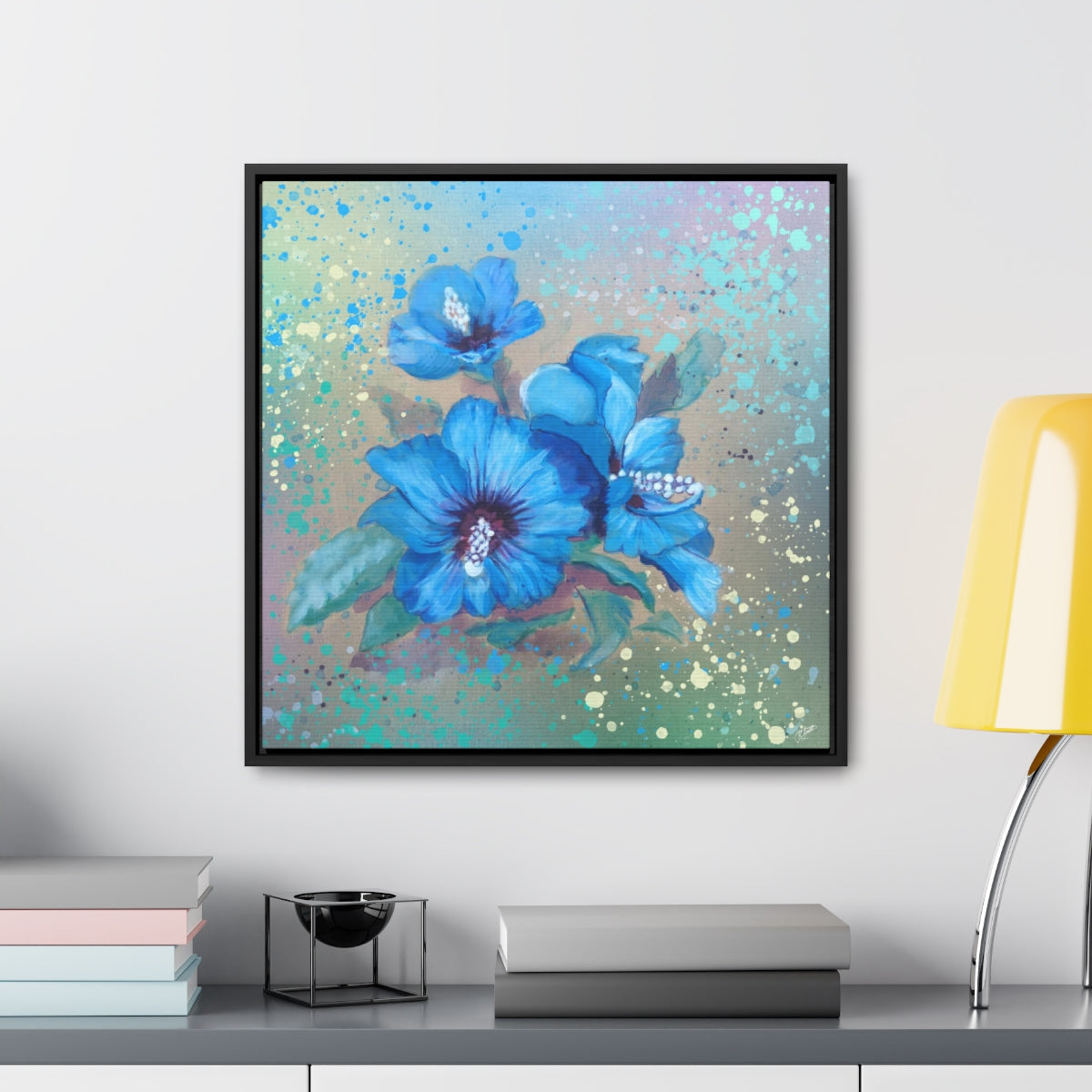 Square Frame Canvas - Blue Hibiscus 2