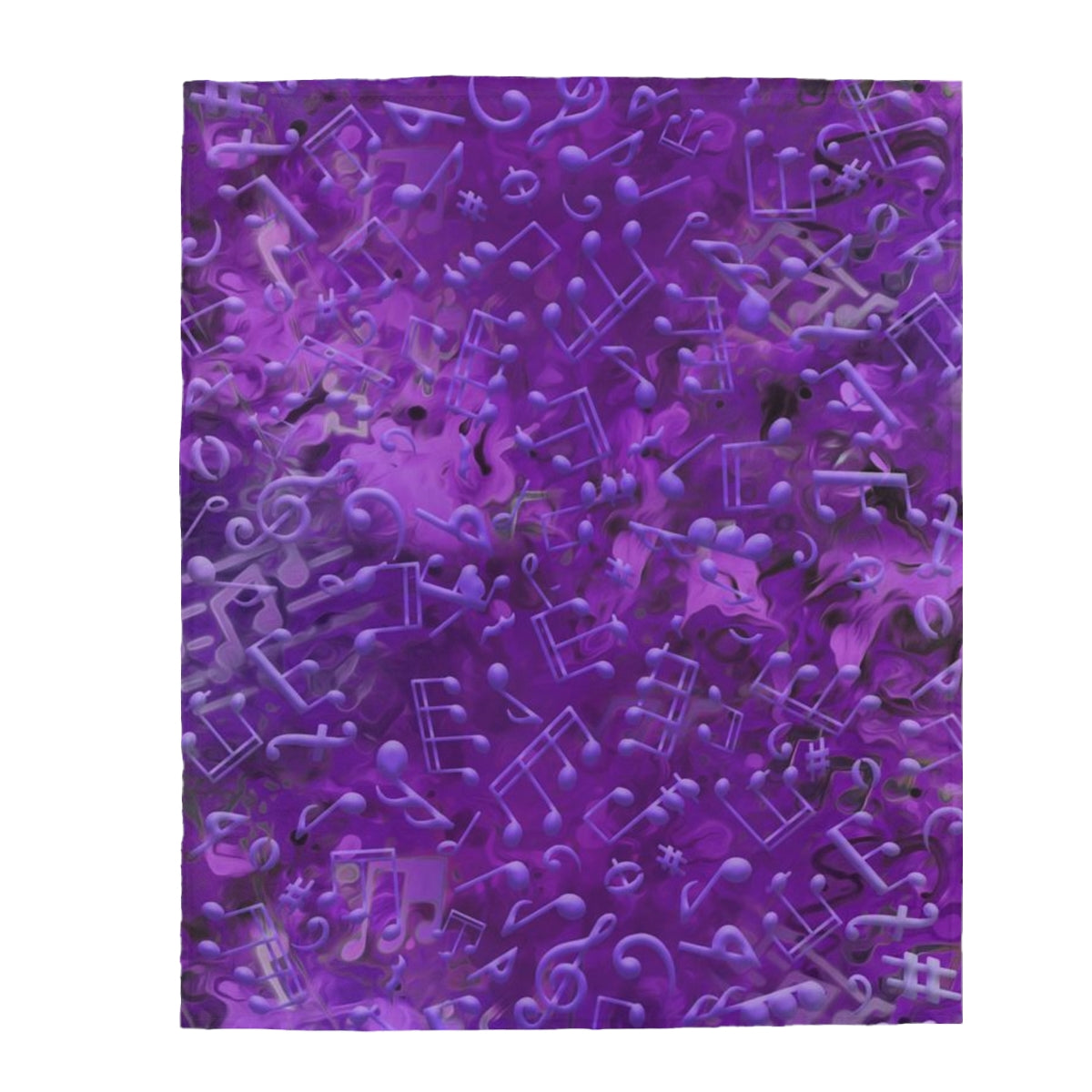 Velveteen Plush Blanket - Music Notes - Purple