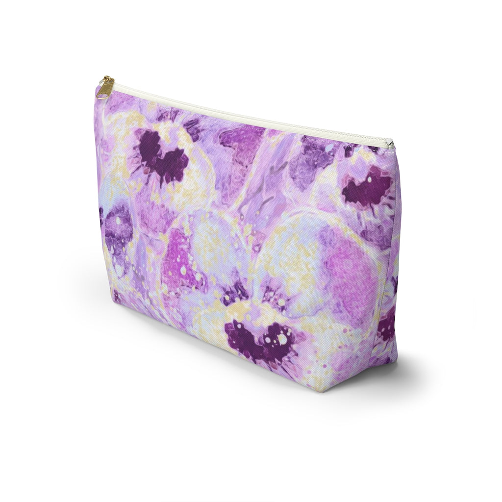 Accessory Pouch w T-bottom - Pink Pansies