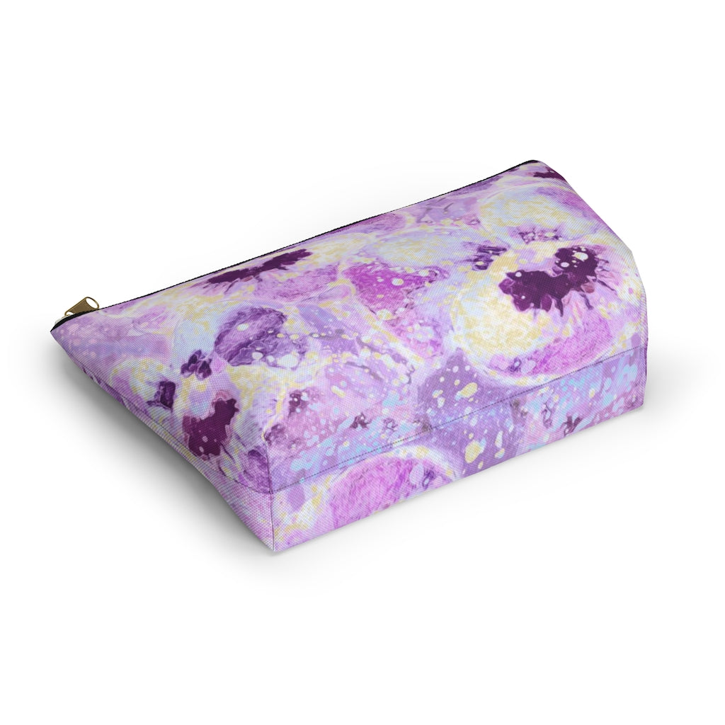 Accessory Pouch w T-bottom - Pink Pansies