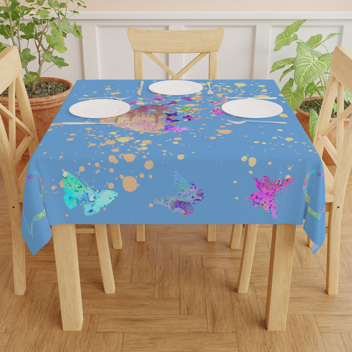 Table Cloth - Butterfly-Hearts/Blue
