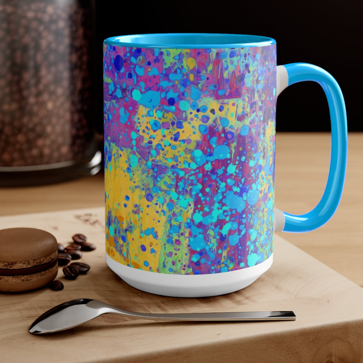 15oz Two-Tone Coffee Mugs - Happy Splash