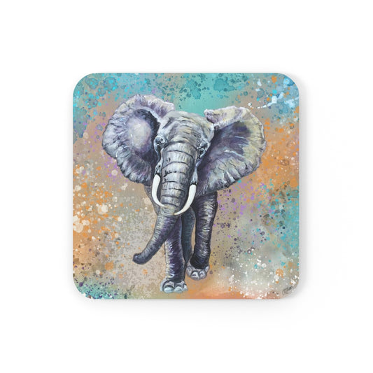 Cork Back Coaster - African Elephant