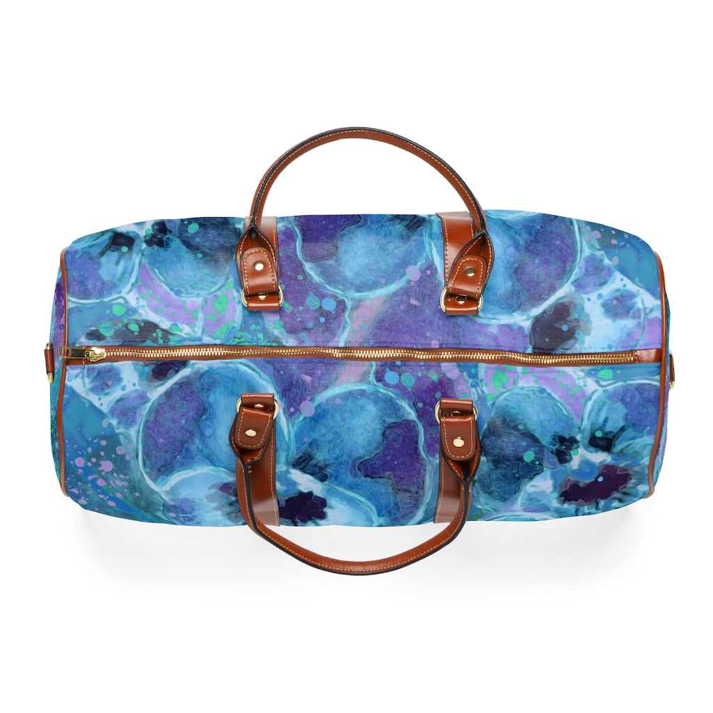 Waterproof Travel Bag - Blue Pansies Edition