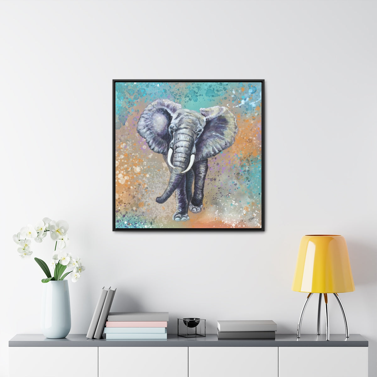 Square Framed Canvas - African Elephant