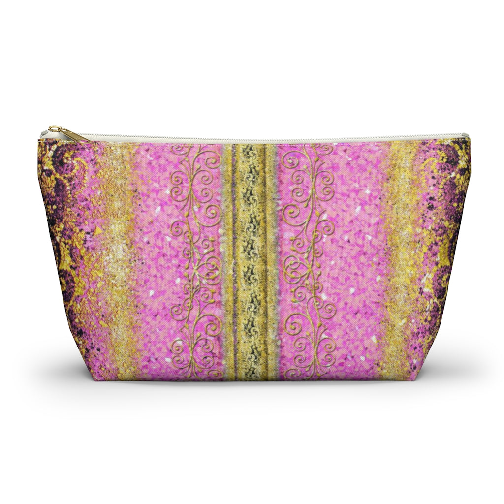 Accessory Pouch w T-bottom - Royal Pink/Gold