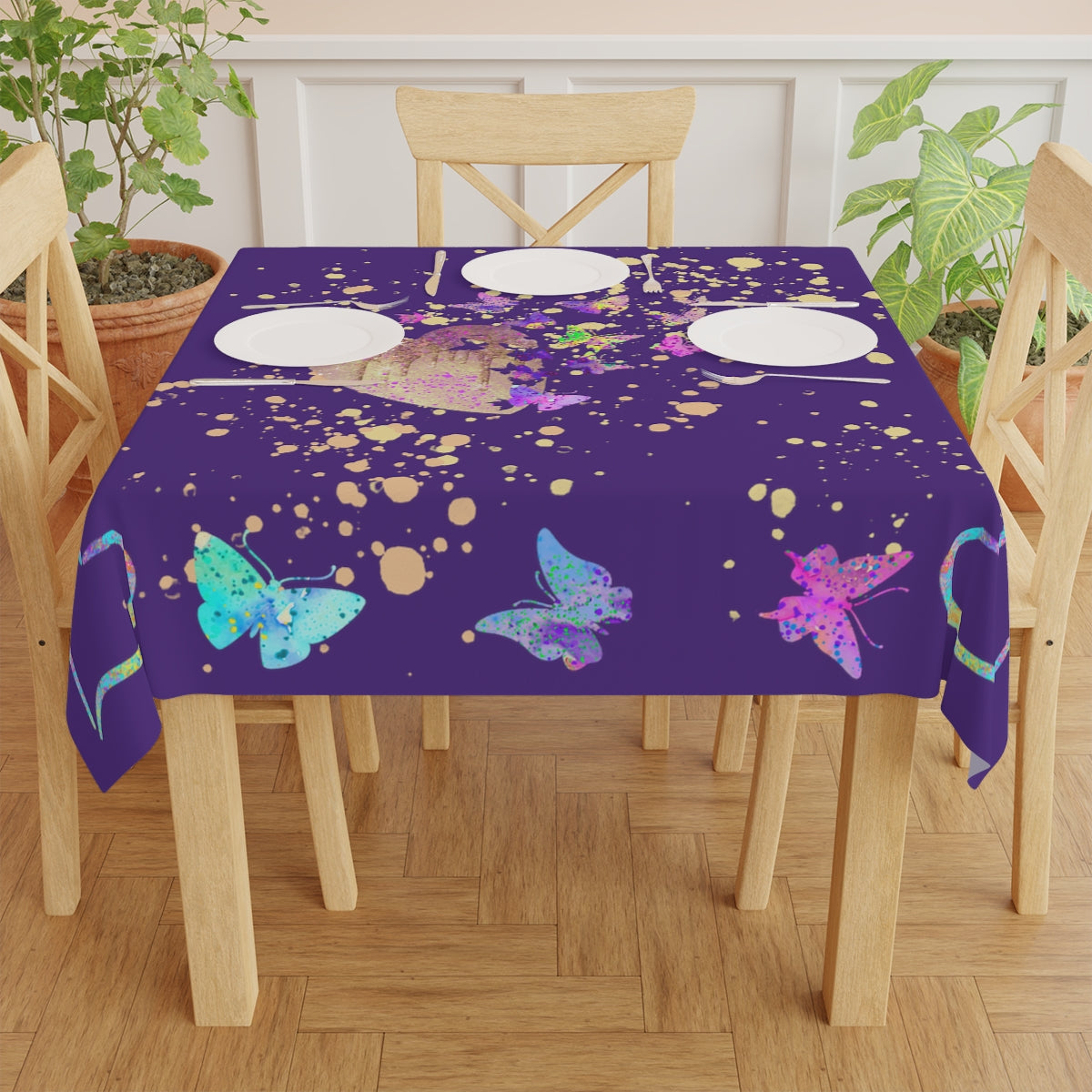 Table Cloth - Butterfly-Hearts/Purple