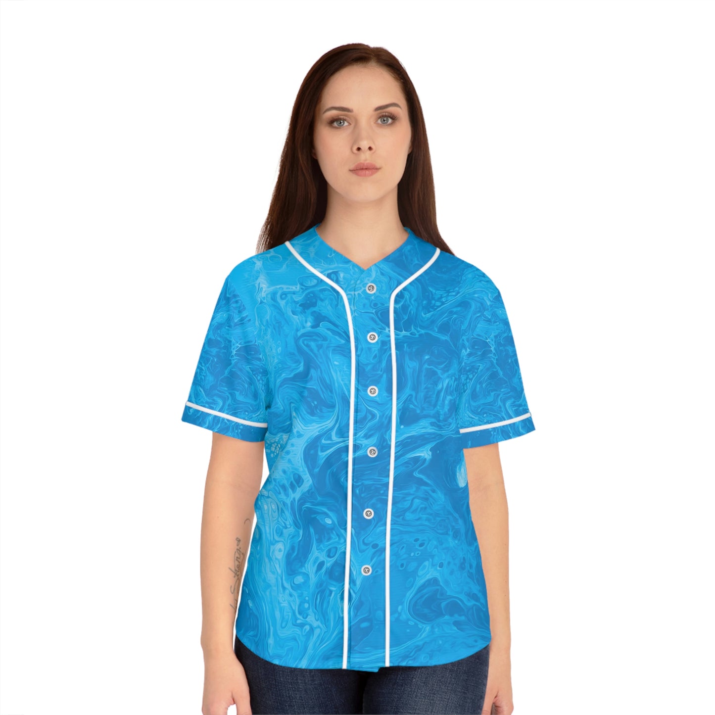 Women's Baseball Jersey - Life's Mystery-Jeans Blue