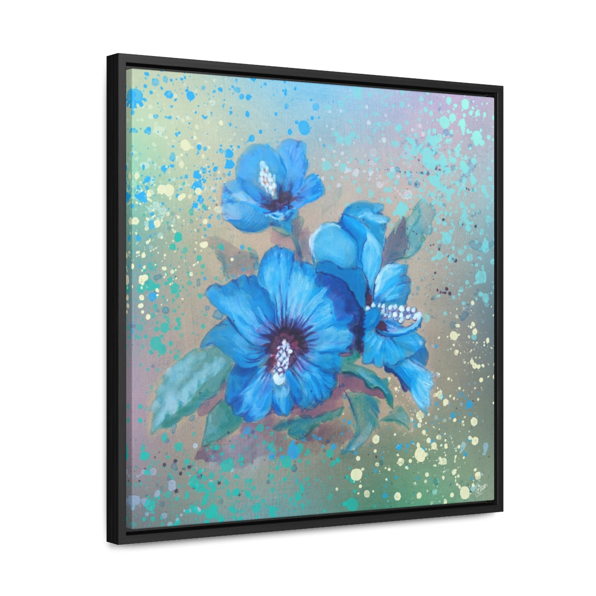 Square Frame Canvas - Blue Hibiscus 2
