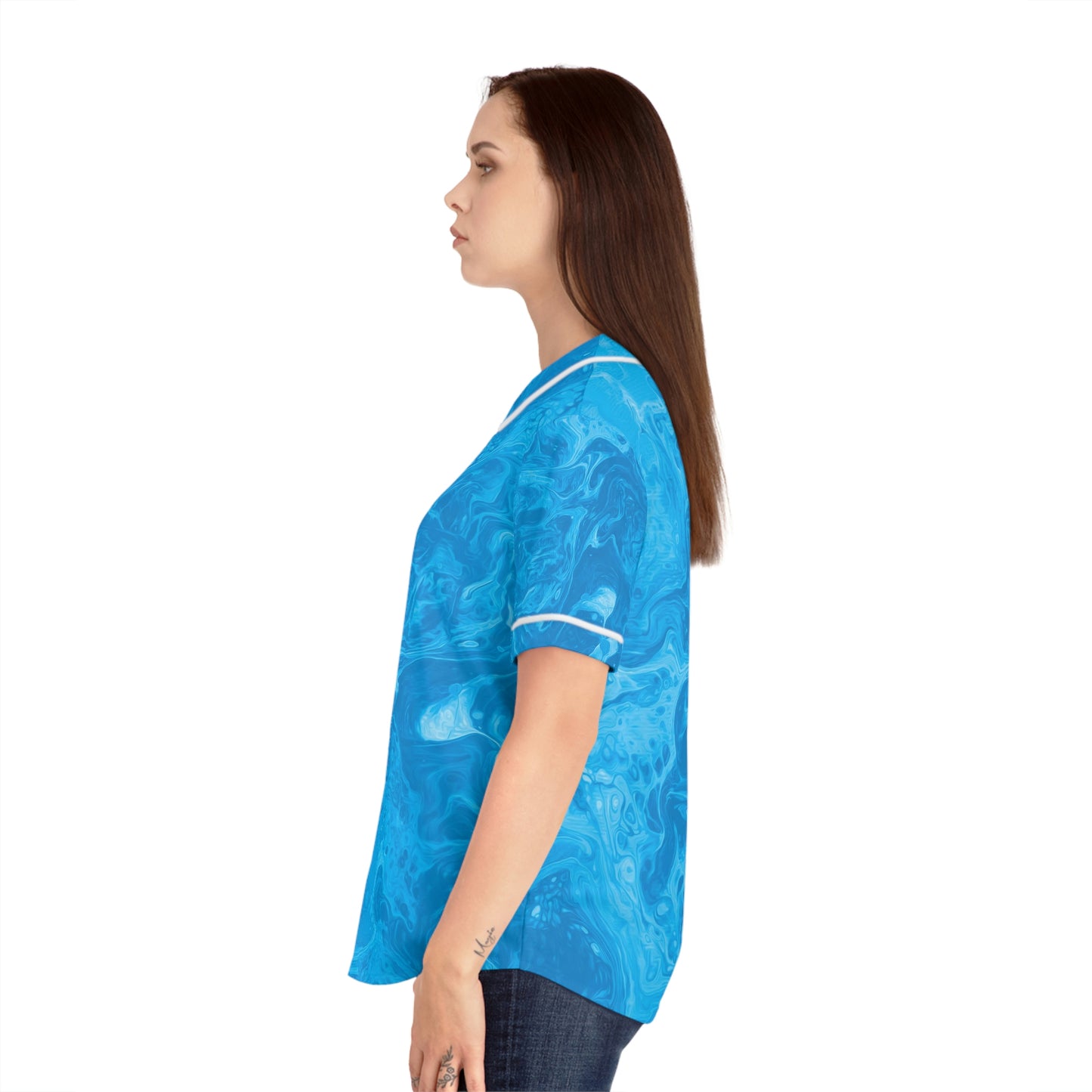 Women's Baseball Jersey - Life's Mystery-Jeans Blue