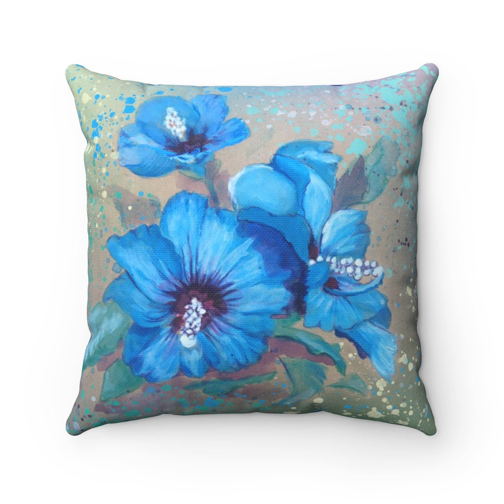 Square Pillow - Blue Hibiscus 2