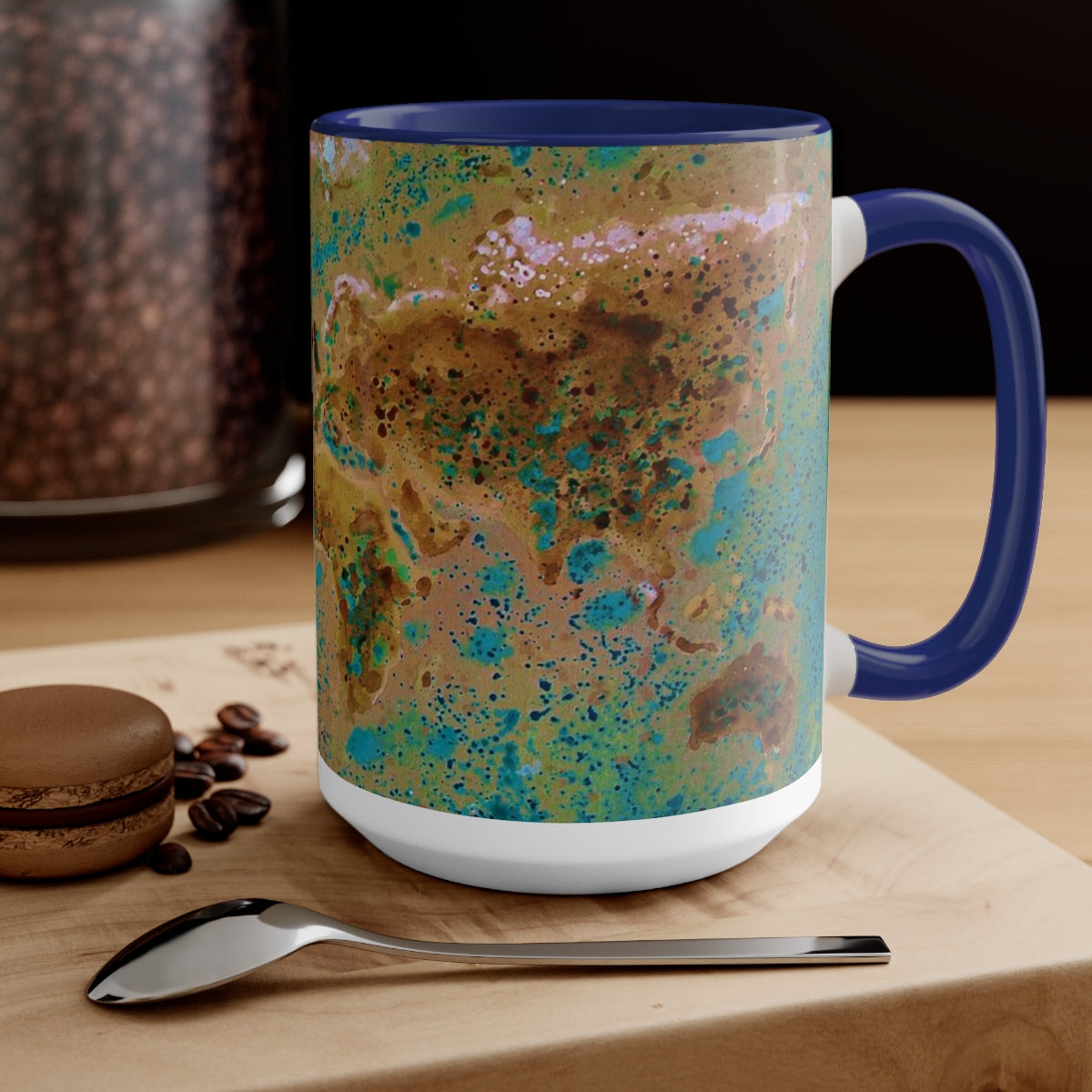 15oz Two-Tone Coffee Mugs - World Map